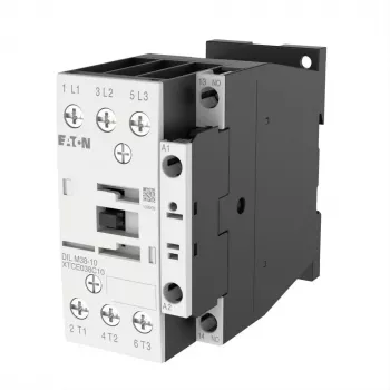 Contactor de putere Eaton DILM38-10, bobină 230 V AC 50 Hz / 240 V AC 60 Hz, 3 poli, 38 A, 1 contact auxiliar NO 112428