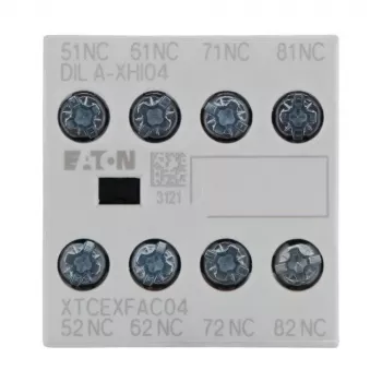 Bloc de contacte auxiliare Eaton DILA-XHI04, tetrapolar, 2NO+2NC, montaj frontal, borne cu șurub, negru/alb 276424