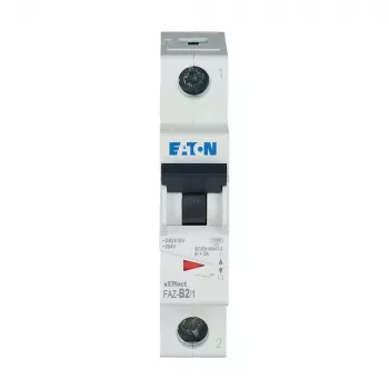 Întrerupător automat de protecție a circuitului EATON FAZ-B2/1, 1 pol, tip B, 2 A, 6 kA, 230/400 V AC, montaj pe șină DIN, termomagnetic 278523