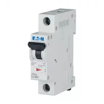 Întrerupător automat de protecție a circuitului EATON FAZ-B2/1, 1 pol, tip B, 2 A, 6 kA, 230/400 V AC, montaj pe șină DIN, termomagnetic 278523