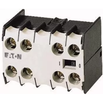 Bloc de contacte auxiliare Eaton 02DILE, 2NO+2NC, montaj lateral, borne cu șurub, negru/alb 010240