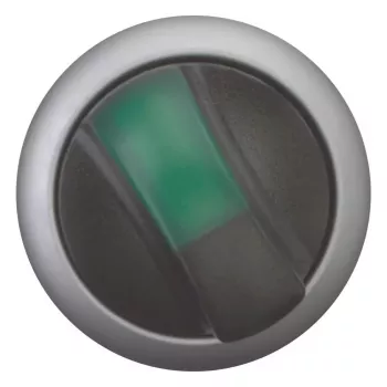 Acționare rotativă Eaton M22, 3 poziții, cu reținere, buton negru cu ramă argintie 284395