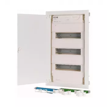 Eaton KLV-36UPP-F Flush-Mounted Distribution Board, 36 Module Units, 3 Rows, Transparent Tinted Door, White 178802