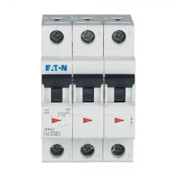 Întrerupător automat de protecție Eaton FAZ-C32/3, tip C, 32 A, 3 poli, 10 kA, șină DIN 278876