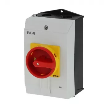 Eaton P1-40/I2H/SVB On-Off Switch with Emergency Stop, Lockable, 40 A, 690 V, 1 x 90°, Grey/Black/Red/Yellow 199922