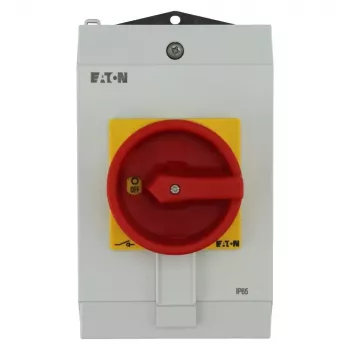 Eaton P1-40/I2H/SVB On-Off Switch with Emergency Stop, Lockable, 40 A, 690 V, 1 x 90°, Grey/Black/Red/Yellow 199922