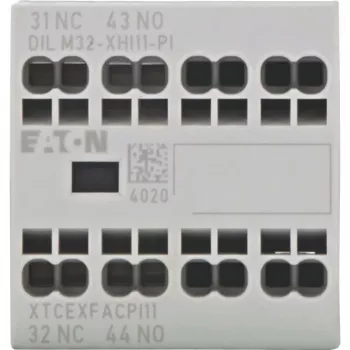 Bloc de contacte auxiliare Eaton DILM32-XHI11-PI, 1 NO + 1 NC, 4 A, montaj frontal, pentru contactoare DILM7-DILM32 199309