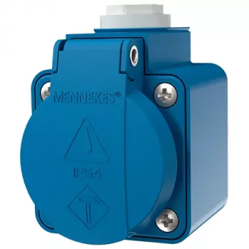 Priză SCHUKO de perete MENNEKES 10119, 16 A, 230 V, 2P+PE, IP44, albastru, cu capac rabatabil