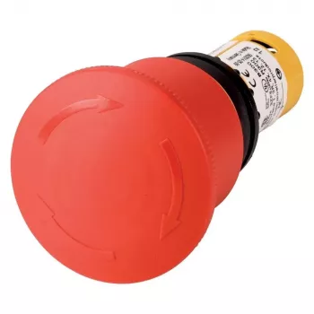 Buton de oprire de urgență Eaton C22-PVT45P-K11, 1 NC + 1 NO, deblocare prin tragere, IP66/IP67/IP69, cap ciupercă roșu 45 mm 121610
