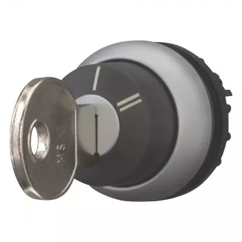 Acționare selector cu cheie Eaton M22-WRS-X95, 3 poziții, cu reținere, inel frontal din plastic negru, cheie X95 228026
