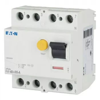 Eaton PXF-40/4/05-A Întrerupător automat de protecție împotriva curentului rezidual (RCCB), 4 poli, 40 A, 50 mA, tip A 236779