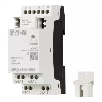 Eaton easyE4 Modul de extensie I/O pentru PLC, 4 intrări digitale, 4 ieșiri releu EASY-E4-AC-8RE1