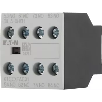 Eaton DILA-XHI31 Bloc de contacte auxiliare, 3 NO + 1 NC, borne cu șurub, montaj frontal, negru/alb 276427