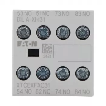 Eaton DILA-XHI31 Bloc de contacte auxiliare, 3 NO + 1 NC, borne cu șurub, montaj frontal, negru/alb 276427