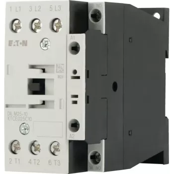 Contactor de putere Eaton DILM25-10 24V 50Hz, 3 poli, 25 A AC-3, 11 kW, 1 contact auxiliar NO, borne cu șurub, montaj pe șină DIN, IP00 277119