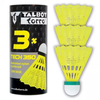Minge de badminton TALBOT torro Tech 350, lentă, galben/verde, minge din nailon durabilă pentru timp liber și antrenament - 1 bucată (479115)