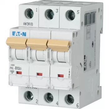 Întrerupător automat de protecție Eaton PXL-B13/3, 3 poli, 13 A, caracteristică B, 10 kA, șină DIN 236382