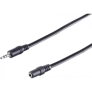 Cablu prelungitor audio SHIVERPEAKS, jack 3,5 mm tată la mamă, 2,5 m, negru