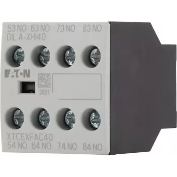 Bloc de contacte auxiliare Eaton DILA-XHI40, 4 NO, montaj frontal, borne cu șurub, negru/alb 276428