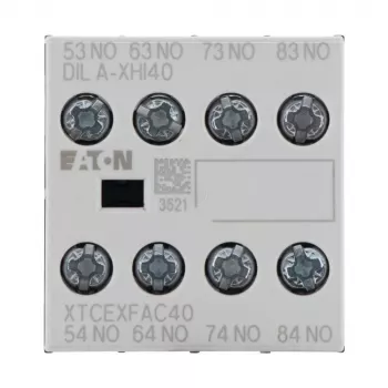 Bloc de contacte auxiliare Eaton DILA-XHI40, 4 NO, montaj frontal, borne cu șurub, negru/alb 276428