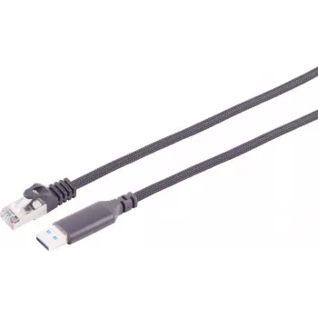 Cablu adaptor USB-A la RJ45 Gigabit Ethernet S CONN MAXIMUM CONNECTIVITY, 3 m, negru 14-52045