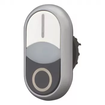 Eaton M22-DDLF-WS-X1 Double Push-button, Flat, Illuminated, White/Black, 1NO+1NC, Screw 284816