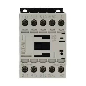 Contactor Eaton DILM15-01 24VDC, 3 poli, 1 contact auxiliar NC, 15 A AC-3, șină DIN/conexiune cu șurub 290108