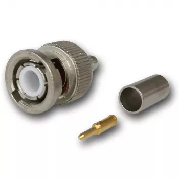Conector tată BNC Telegärtner, 50 Ohm, pentru RG-58 C/U, drept, aurit/nichelat, 1 buc. J01000A1255Z