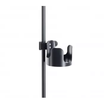 Suport pentru pahare K&M 16018-000-55 pentru standuri, clemă cu șurub, potrivit pentru țevi până la 30 mm, susține pahare până la 85 mm, negru