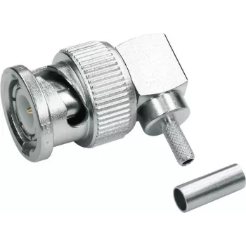 Ștecher de cablu BNC în unghi Telegärtner J01000A0010, crimpare/lipire, G07, 50 Ohm, pentru RG 316/U