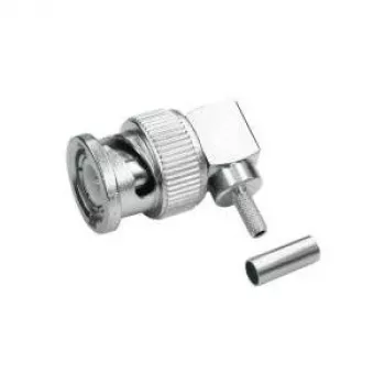 Conector BNC în unghi pentru crimpare Telegärtner, 75 Ohm, pentru RG-59 B/U, lipire/crimpare, tată, 1 bucată J01002A1356