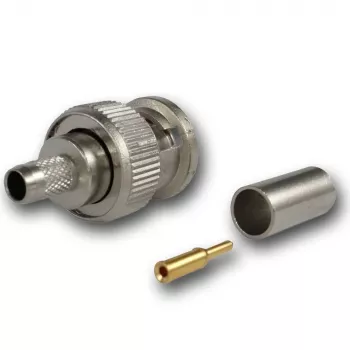 Ștecher BNC pentru crimpare Telegärtner, 50 Ohm, pentru RG-58 C/U, G01 Professional, nichel/auriu, set de 250 J01000A1255S