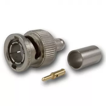 Conector BNC pentru crimpare Telegärtner, G02, 75 Ohm, pentru RG-59B/U, UG-1789/U, tată, set de 5 J01002A1288Y