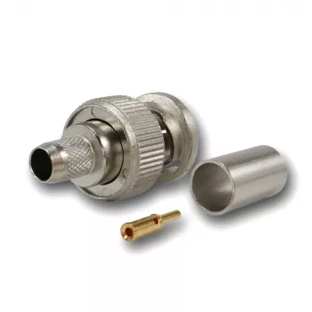 Conector BNC pentru crimpare Telegärtner, G02, 75 Ohm, pentru RG-59B/U, UG-1789/U, tată, set de 5 J01002A1288Y