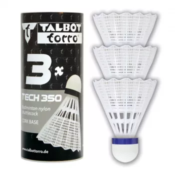 Fluturaș badminton TALBOT TORRO Tech 350 Medium din nailon, alb/albastru, 1 bucată 479112
