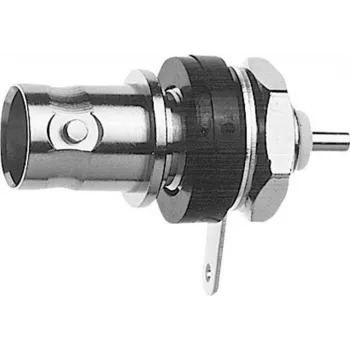 Conector mamă BNC pentru montaj pe panou Telegärtner, izolat 75 Ohm, cu șaibe izolatoare albastre, seria Z03 J01003D1286