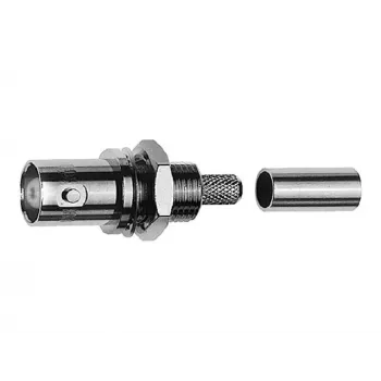 Conector mamă BNC pentru cablu cu flanșă Telegärtner J01001A0083, crimp, G05, 50 Ohm, pentru RG-223/U