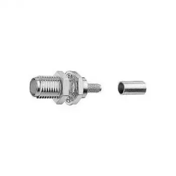 Conector mamă SMA cu flanșă, crimp, TELEGÄRTNER pentru RG-316/U, 50 Ohm, contact auriu, pachet de 5 (J01151A0671)