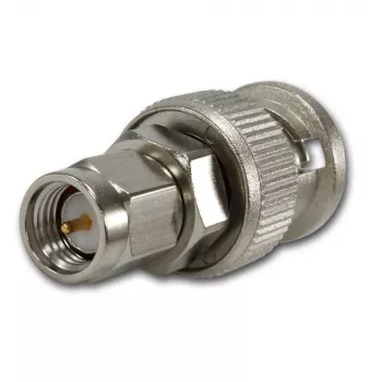 Adaptor coaxial BNC tată la SMA tată Telegärtner, 50 Ohm, DC-4 GHz, alamă nichelată J01008A0018