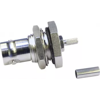 Conector mamă BNC cu flanșă, crimp, Telegärtner, 75 Ohm pentru RG-179 B/U, G04