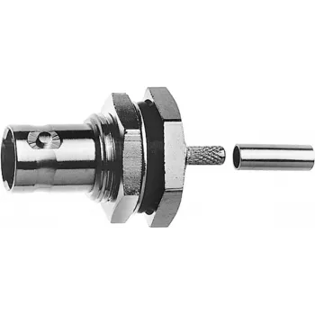 Conector mamă BNC cu flanșă, crimp, Telegärtner, 75 Ohm pentru RG-179 B/U, G04