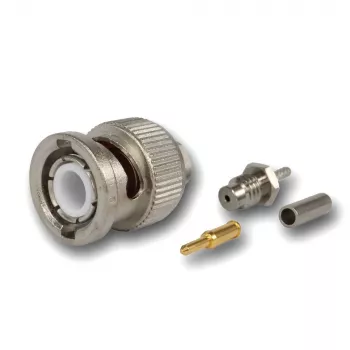 Conector BNC tată cu sertizare Telegärtner 50 Ohm pentru RG-178 B/U, drept, nichel/aur, 1 buc.