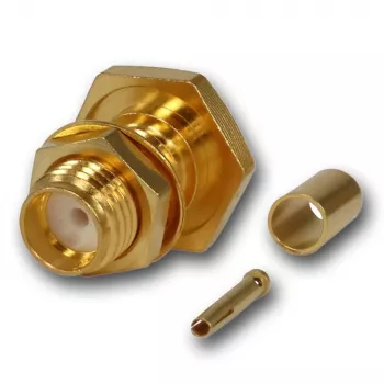 Conector mufă SMA mamă cu sertizare pentru montaj Telegärtner pentru RG-316/U, aurit, 50 Ohm, DC-6 GHz J01151A0001Z