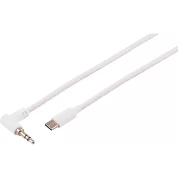 S CONN MAXIMUM CONNECTIVITY USB-C Audio Cable, 3.5 mm Angled Connector, TRS, White, 2 m (14-06036)