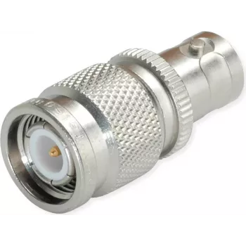 Adaptor Telegärtner BNC mamă la TNC tată, 50 Ohm, alamă nichelată, DC-4 GHz, drept