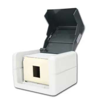 TELEGÄRTNER H02000A0069 AMJ-S K Cat.6A Shielded 2-Port RJ45 Data Outlet, Light Grey/White