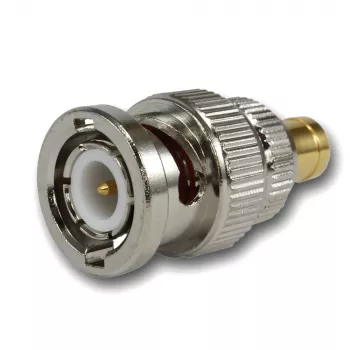 Adaptor coaxial TELEGÄRTNER BNC tată la SMB mamă, 50 Ohm, drept, alamă nichelată J01008F0030