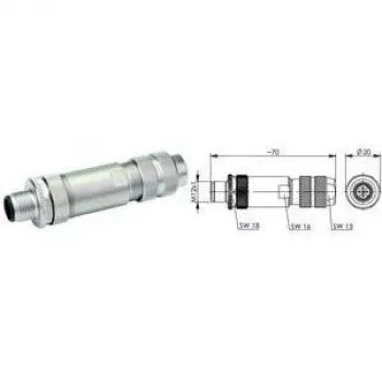 Conector TELEGÄRTNER M12 D-codat Cat.5, montabil pe teren, 4 pini, ecranat, drept J80026A0200