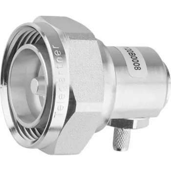 Conector tată în unghi 7-16 DIN Telegärtner, 50 Ohm, argintiu, cu clemă J01120C0010