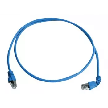 Cablu patch Telegärtner S/FTP Cat 6A, PiMF, 1,0 m, albastru, un RJ45 în unghi, LSZH, 10 Gbps L00000A0198